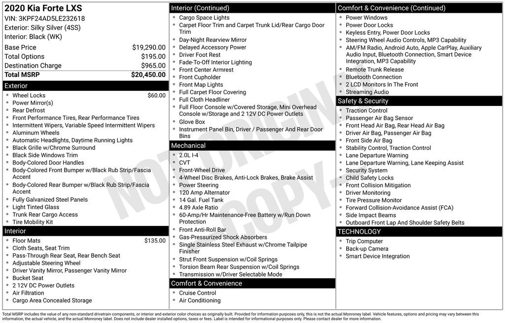 Used 2020 Silver Kia LXS image 7