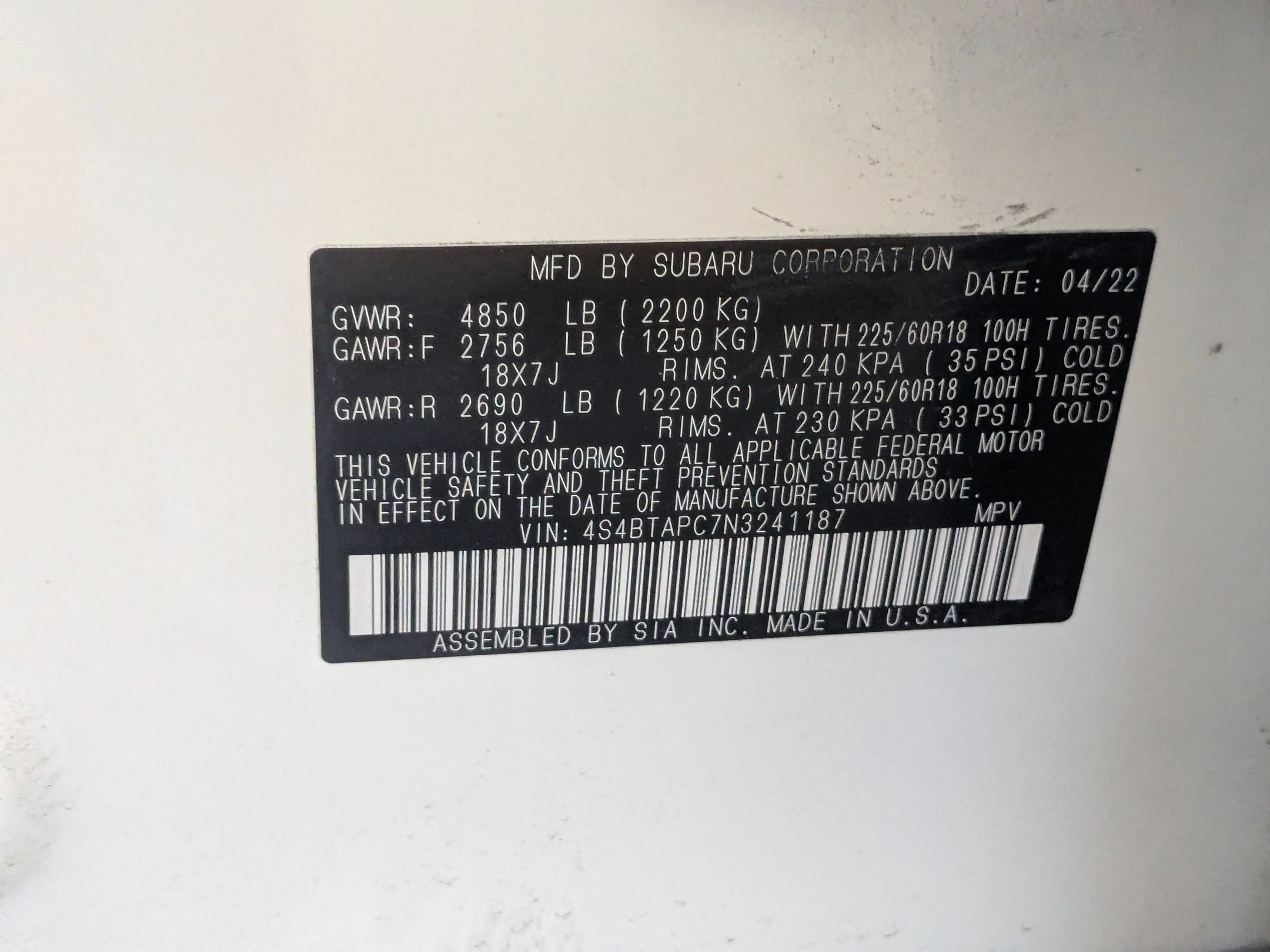 Certified Used 2022 Crystal White Pearl Subaru Touring image 28