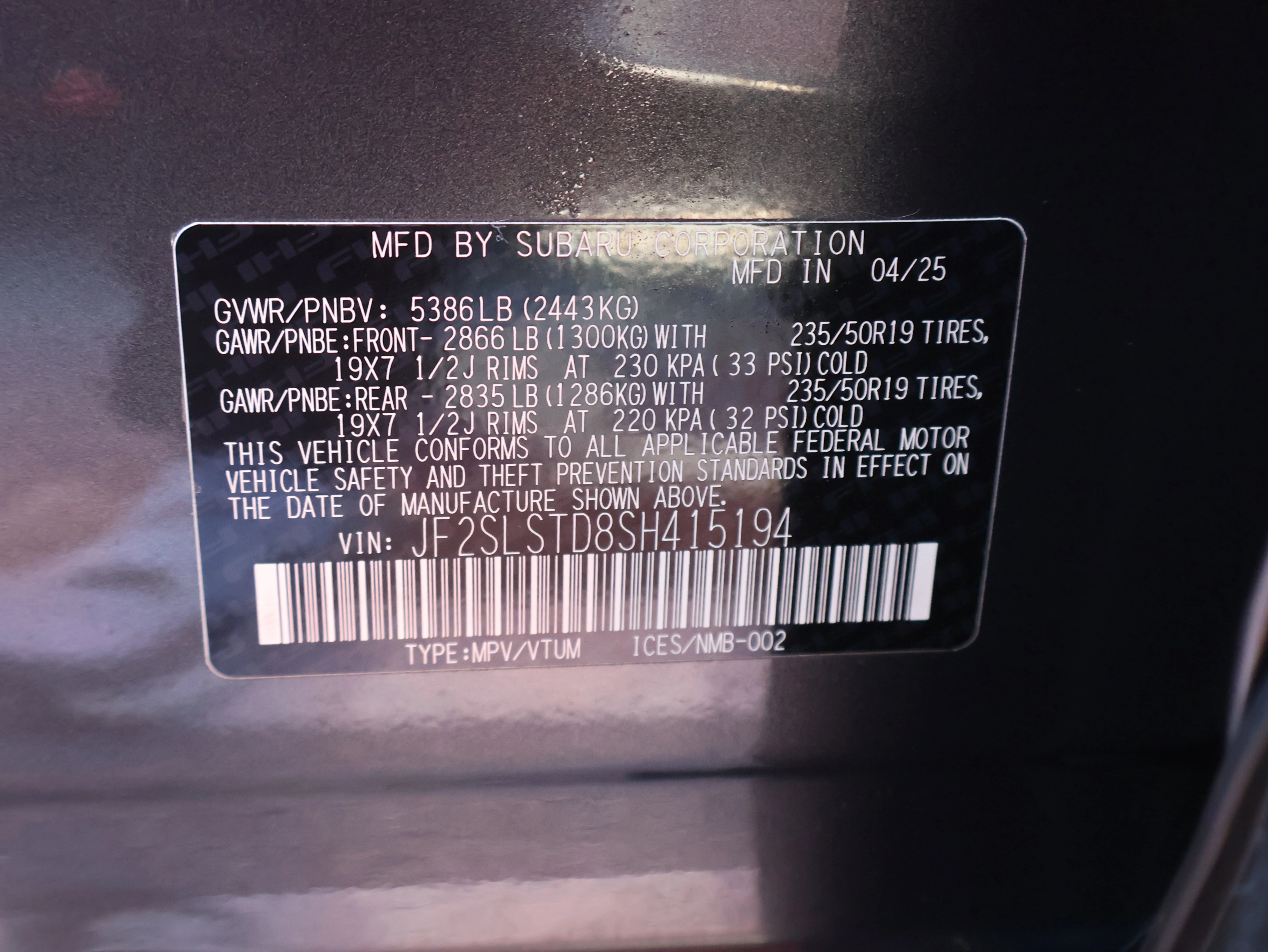 Used 2025 Magnetite Gray Metallic Subaru Touring Hybrid image 43