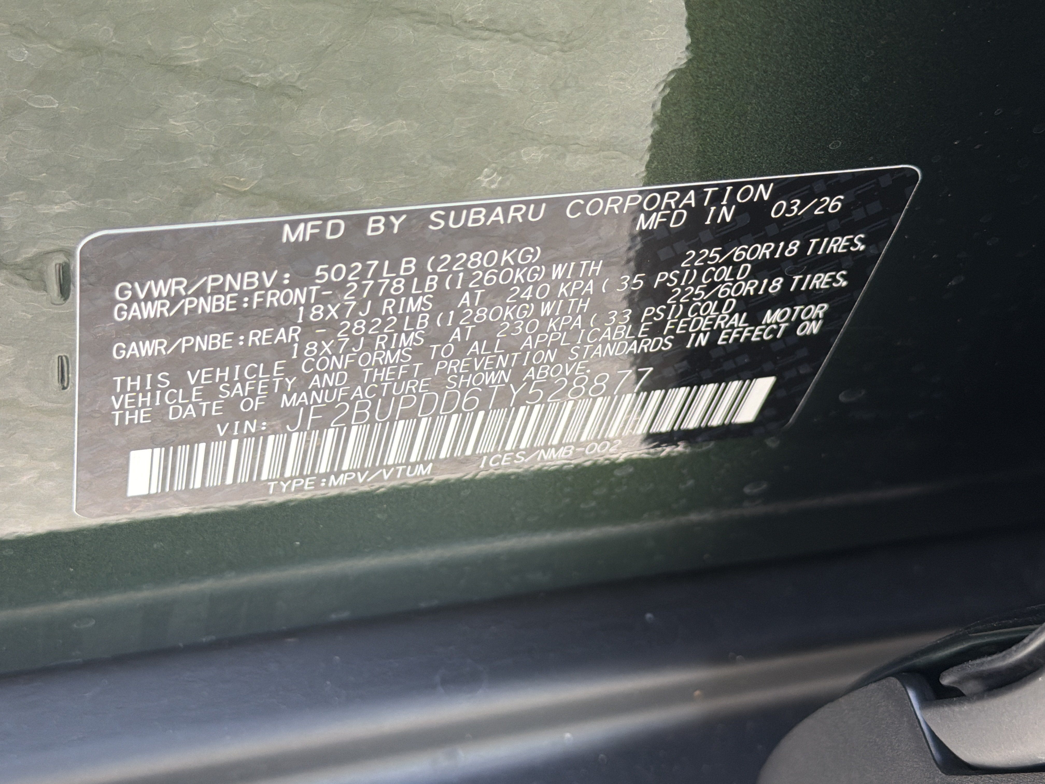 New 2026 DEEP EMERALD GREEN PEARL Subaru Limited image 32
