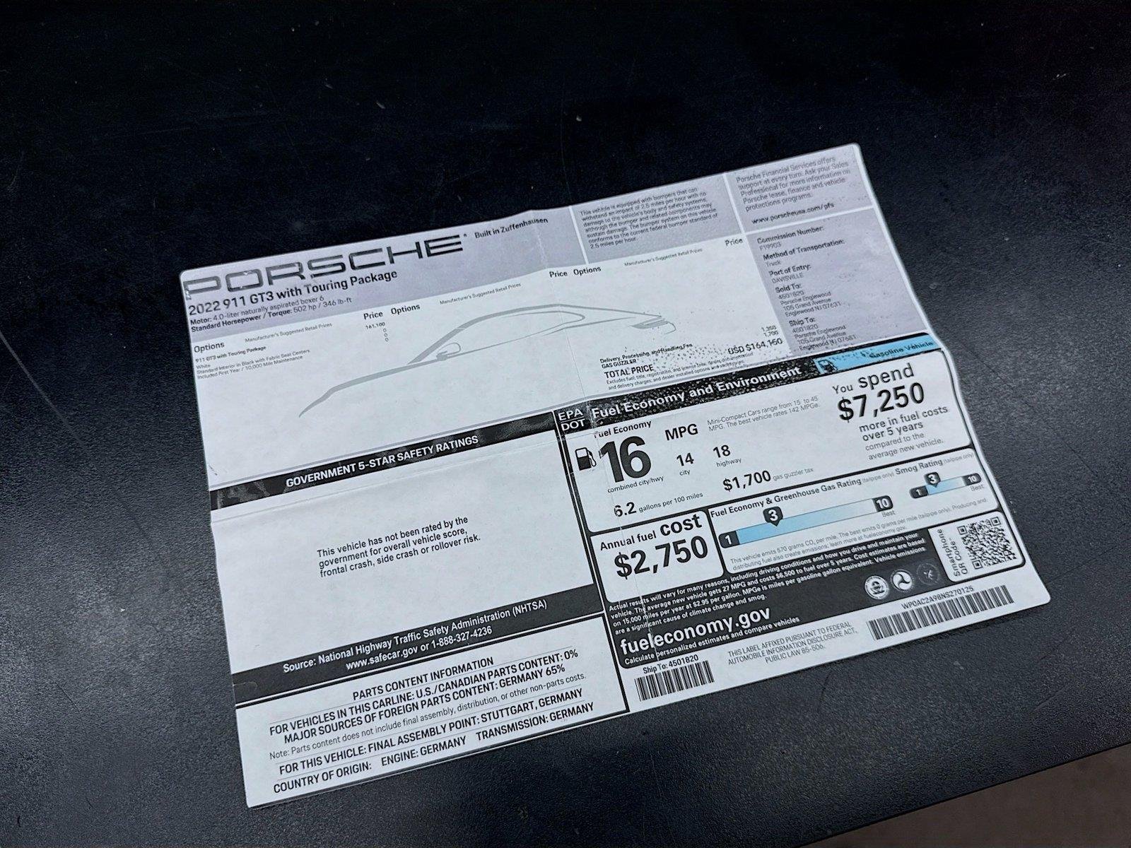 Used 2022 White Porsche GT3 w/Touring Package / Manual image 42