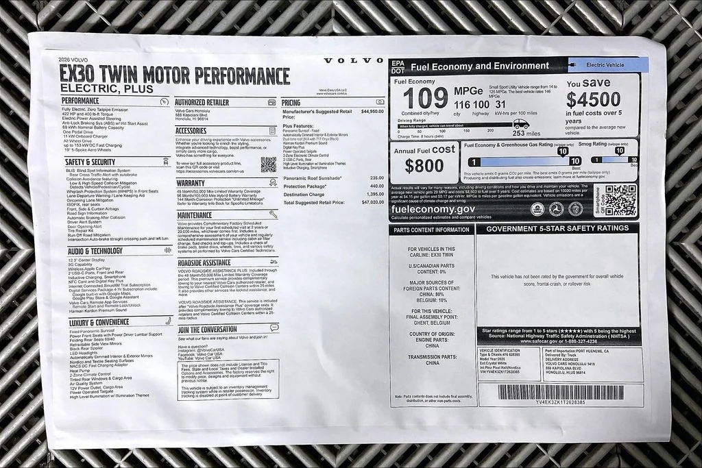 New 2026 White Volvo Twin Motor Performance Plus image 11