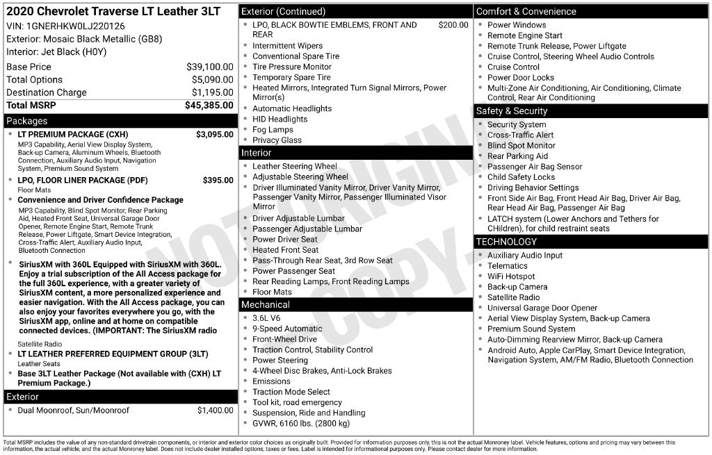Used 2020 Black Chevrolet 3LT image 15