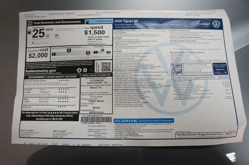 New 2026 Pyrite Silver Metallic Volkswagen 2.0T SE image 34