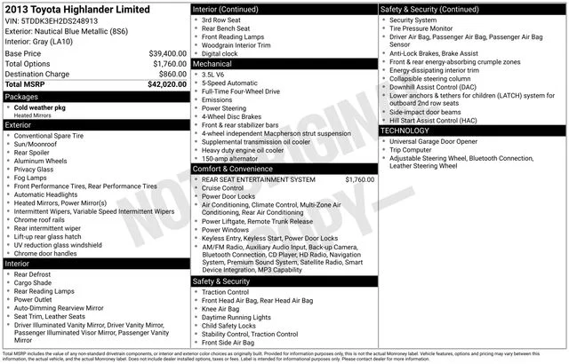 Used 2013 Nautical Blue Metallic Toyota Limited image 18