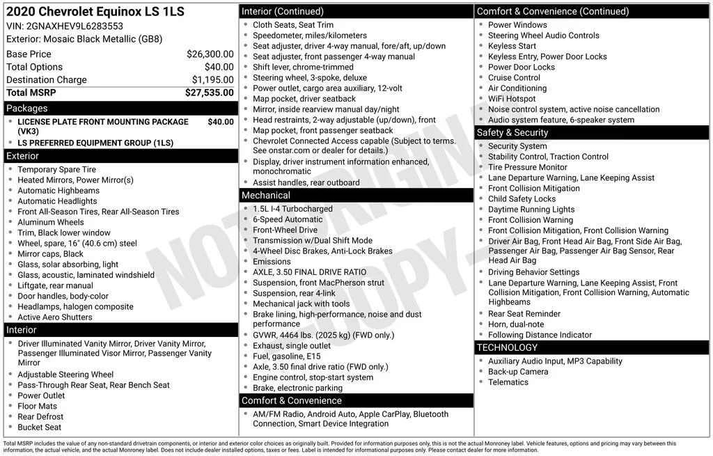 Used 2020 Black Chevrolet LS image 6