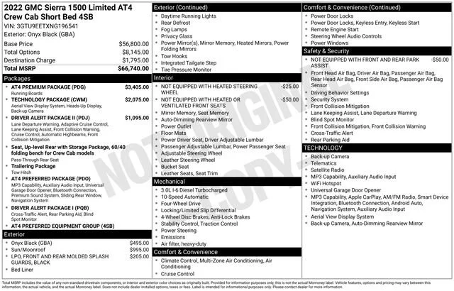 Used 2022 ONYX BLACK GMC AT4 image 1