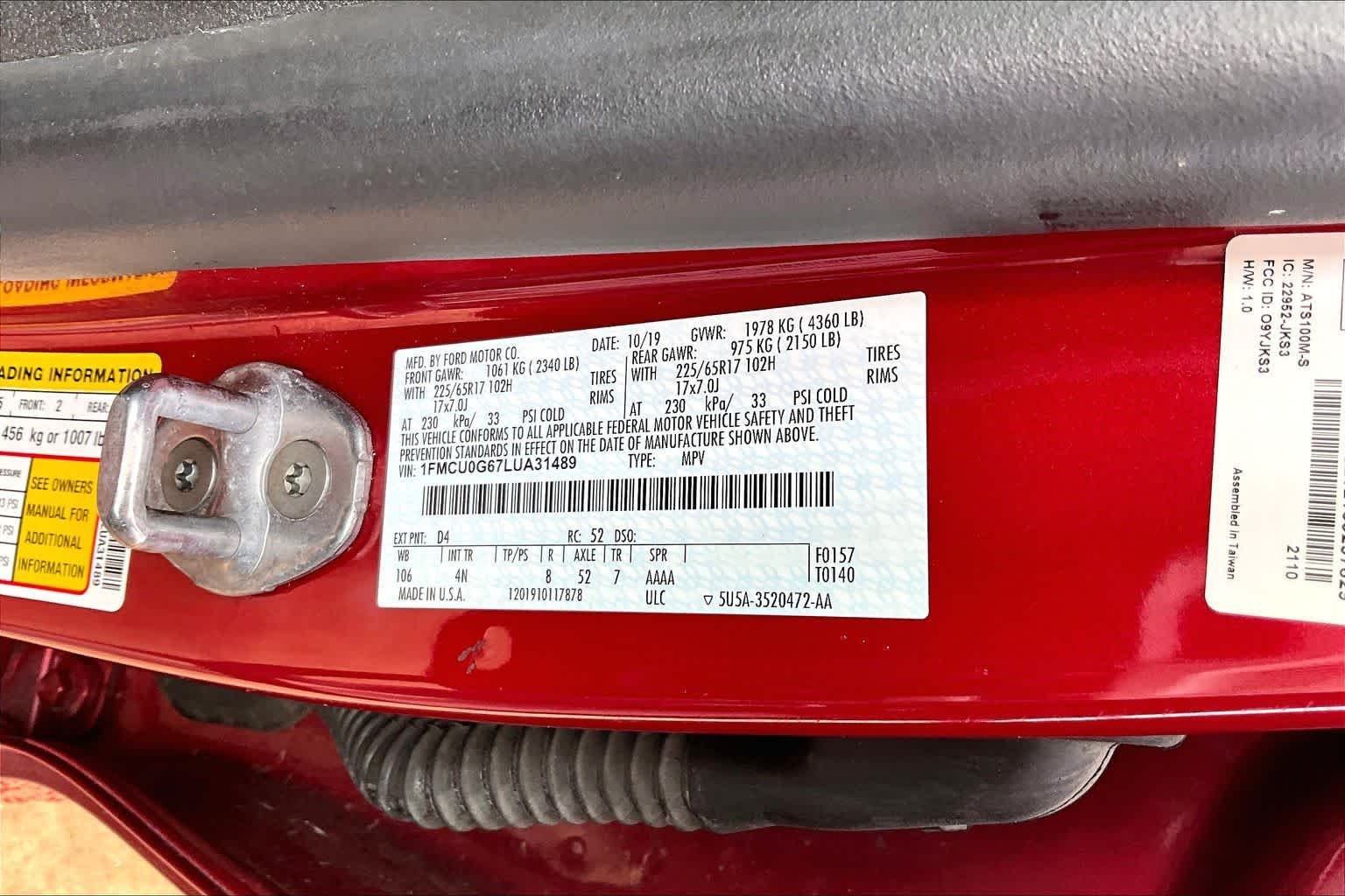 Used 2020 Rapid Red Metallic Tinted Clearcoat Ford SE image 31