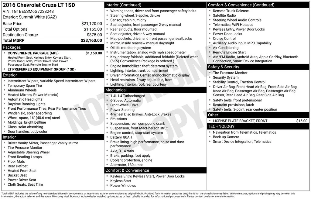 Used 2016 White Chevrolet LT image 7