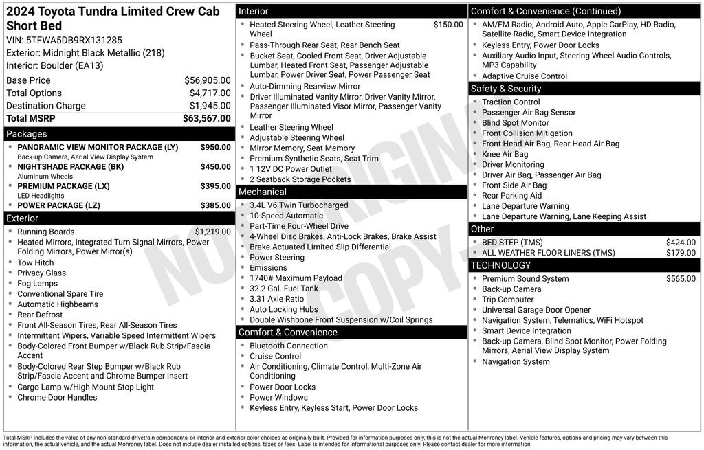 Used 2024 Midnight Black Metallic Toyota Limited image 2