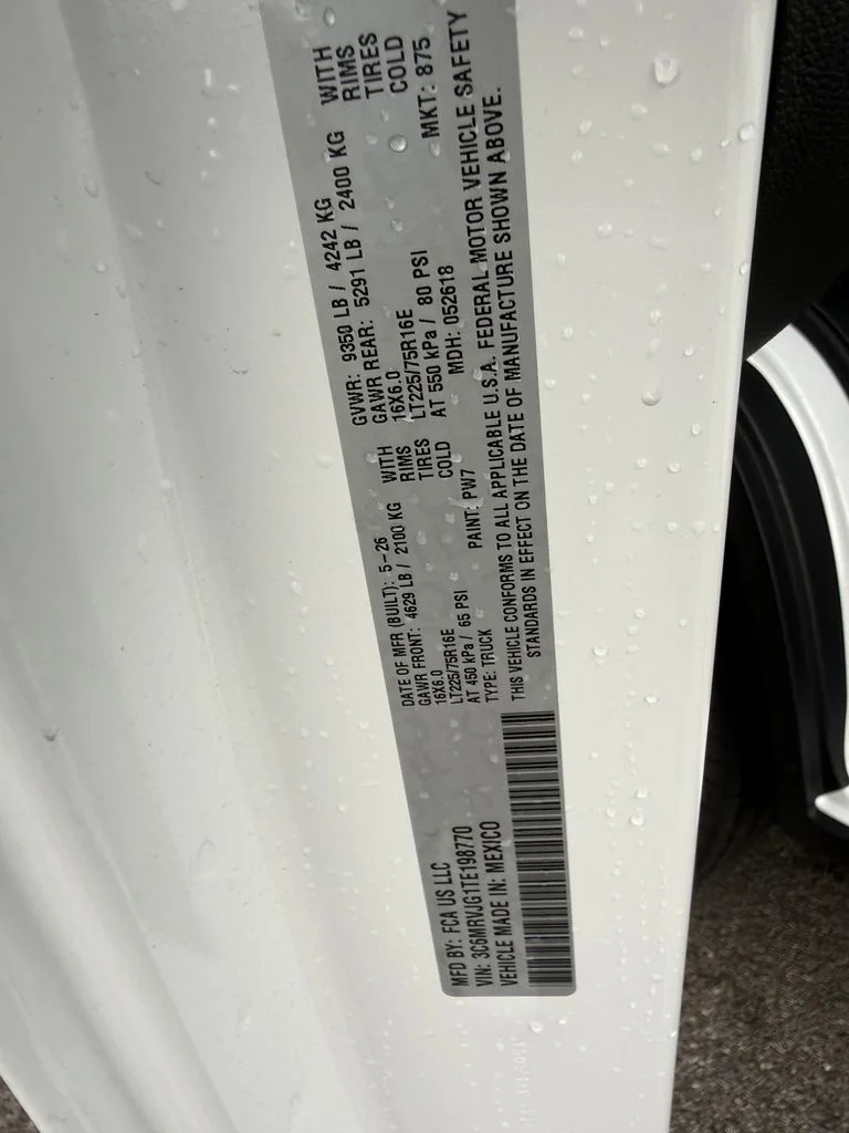 New 2026 Bright White Clear-Coat Exterior Paint RAM High Roof image 23