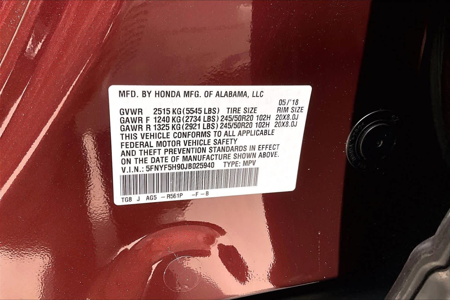 Used 2018 Deep Scarlet Pearl Honda Touring image 33