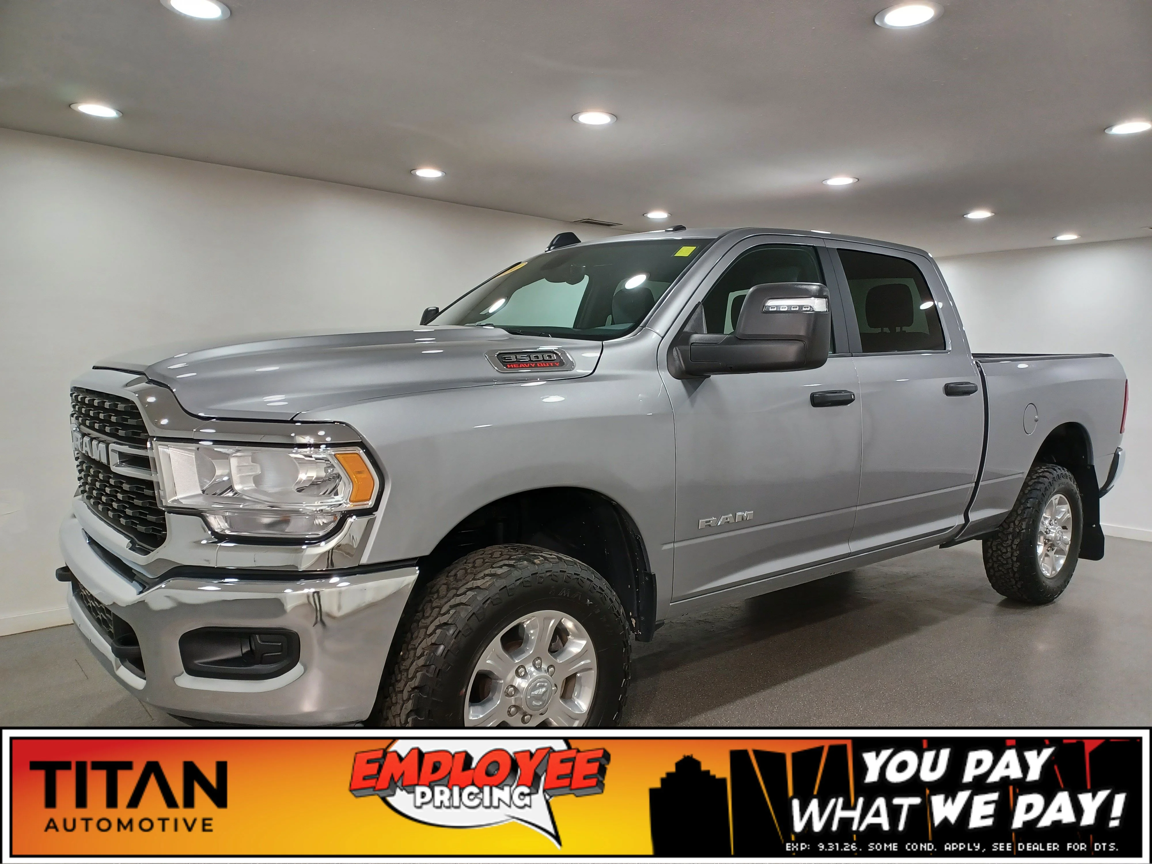 Certified Used 2024 Billet Silver Metallic Ram Bighorn*6.4L HEMI | 4x4 | 6 Pass | 6 Foot Box | Trailer Mirrors & Brake | Park Assist image 1
