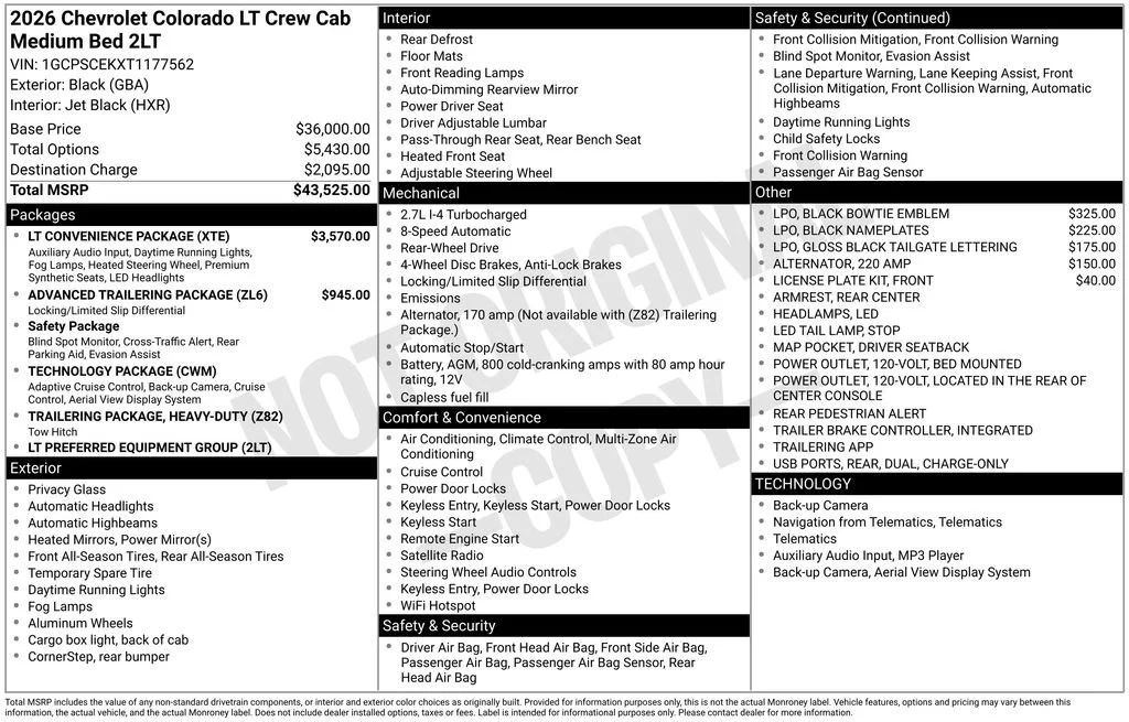 New 2026 Black Chevrolet LT image 25