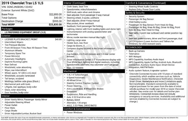 Used 2019 White Chevrolet LS image 2