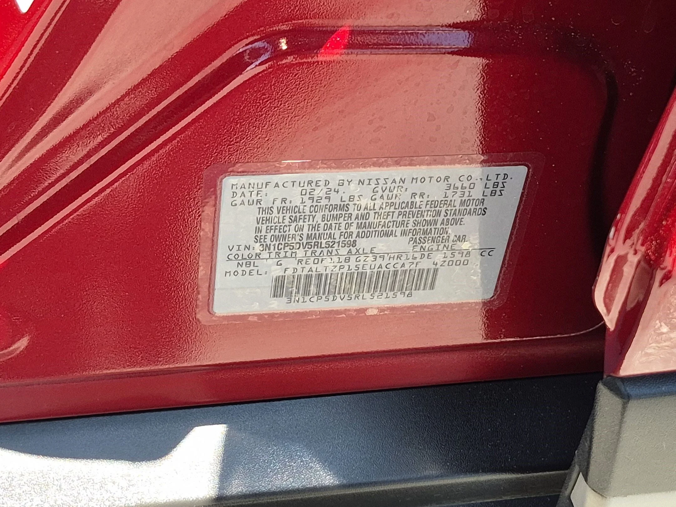 Used 2024 Scarlet Ember Tintcoat Nissan SR image 30