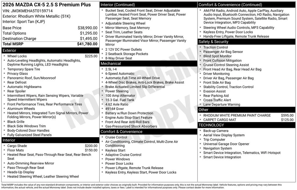 New 2026 White Mazda 2.5 S Premium Plus image 3