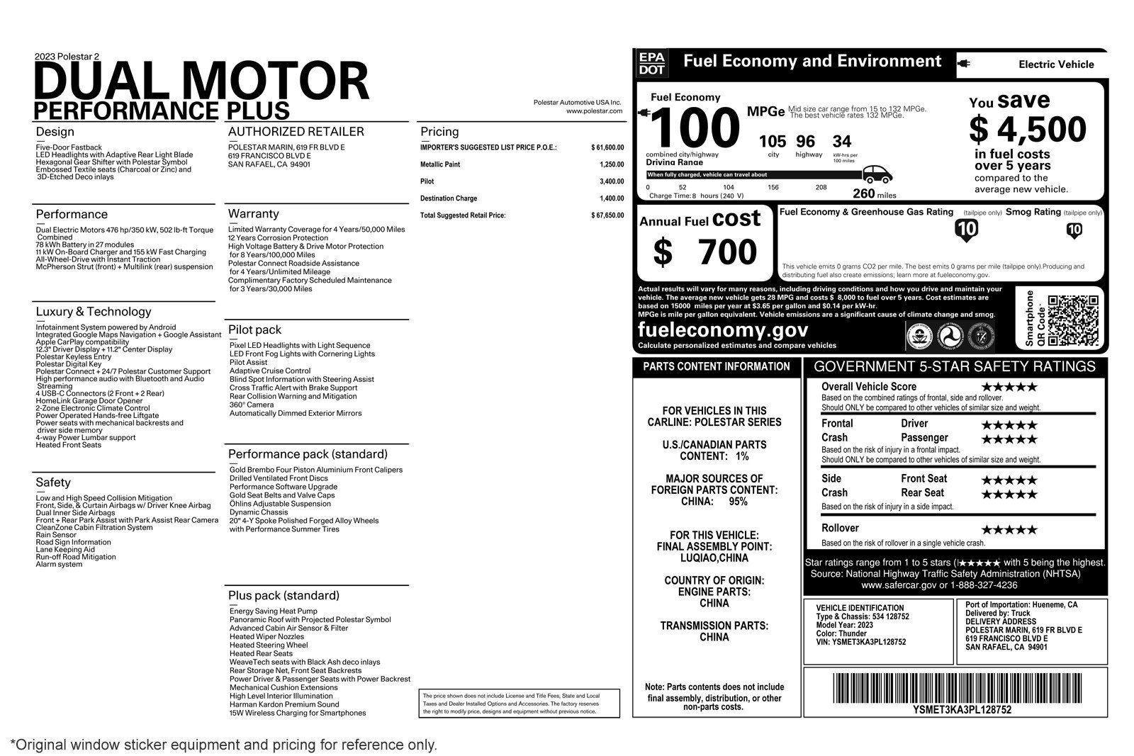 Used 2023 Thunder Metallic Polestar Performance Plus image 2