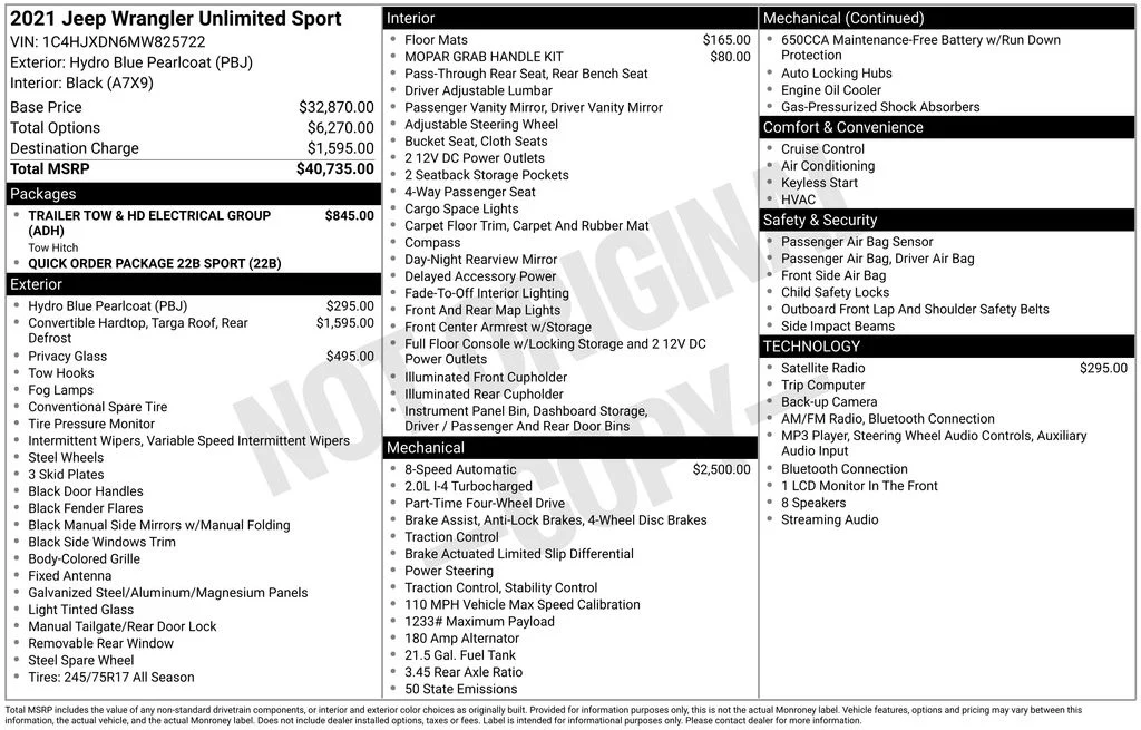 Used 2021 Blue Jeep Unlimited Sport image 2