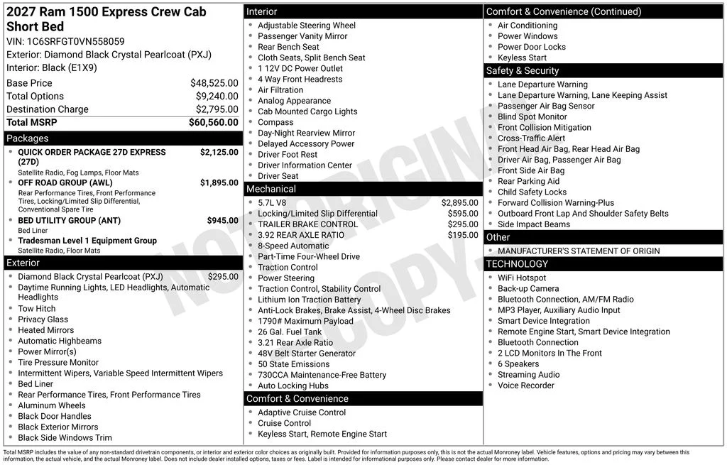 New 2027 Diamond Black Crystal Pearl-Coat Exterior Paint RAM Express image 2