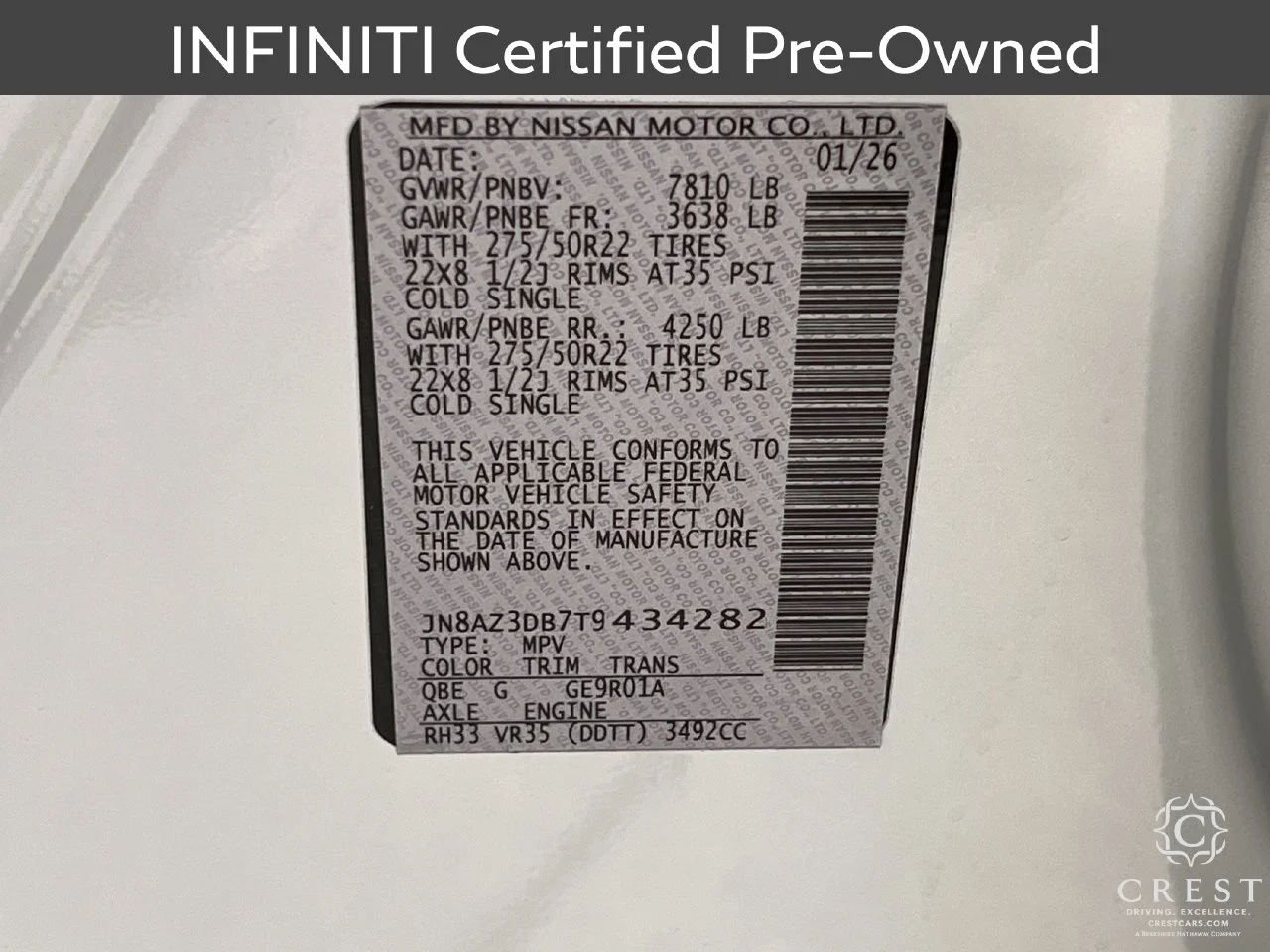 Certified Used 2026 Radiant White INFINITI SPORT image 34