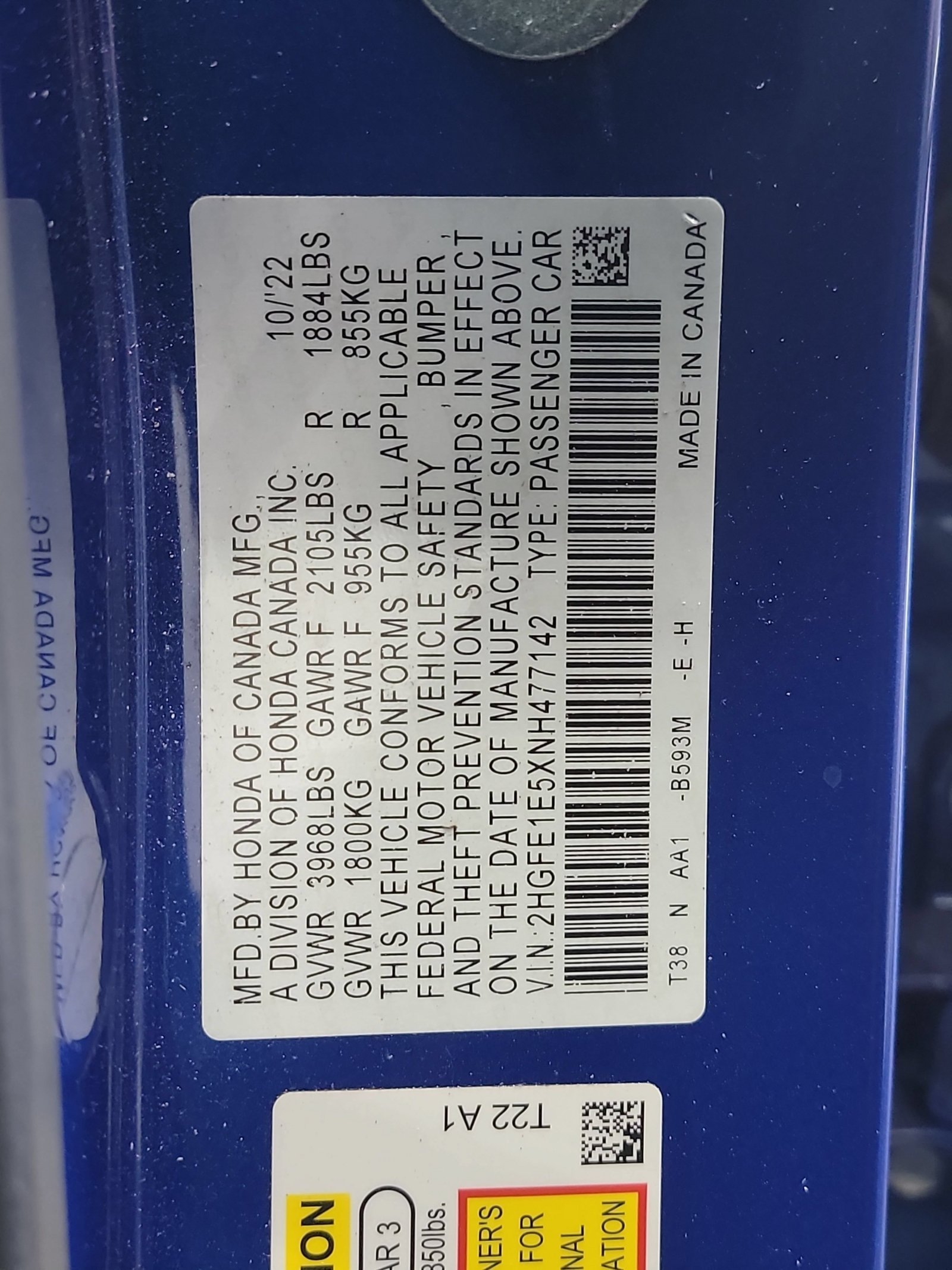 Certified Used 2022 Aegean Blue Metallic Honda SI image 33