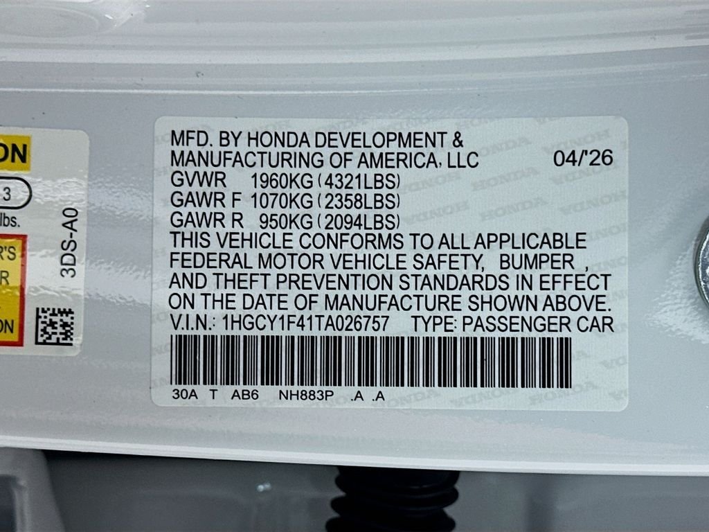 New 2026 Platinum White Pearl Honda SE image 23