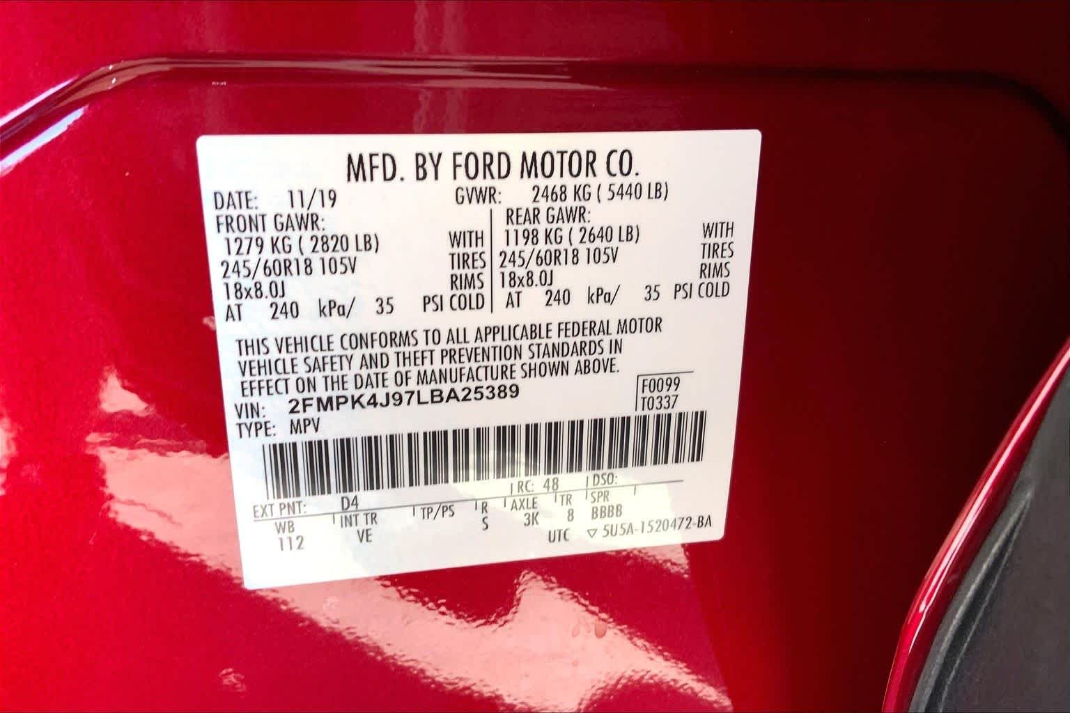 Used 2020 Rapid Red Metallic Tinted Clearcoat Ford SEL image 31