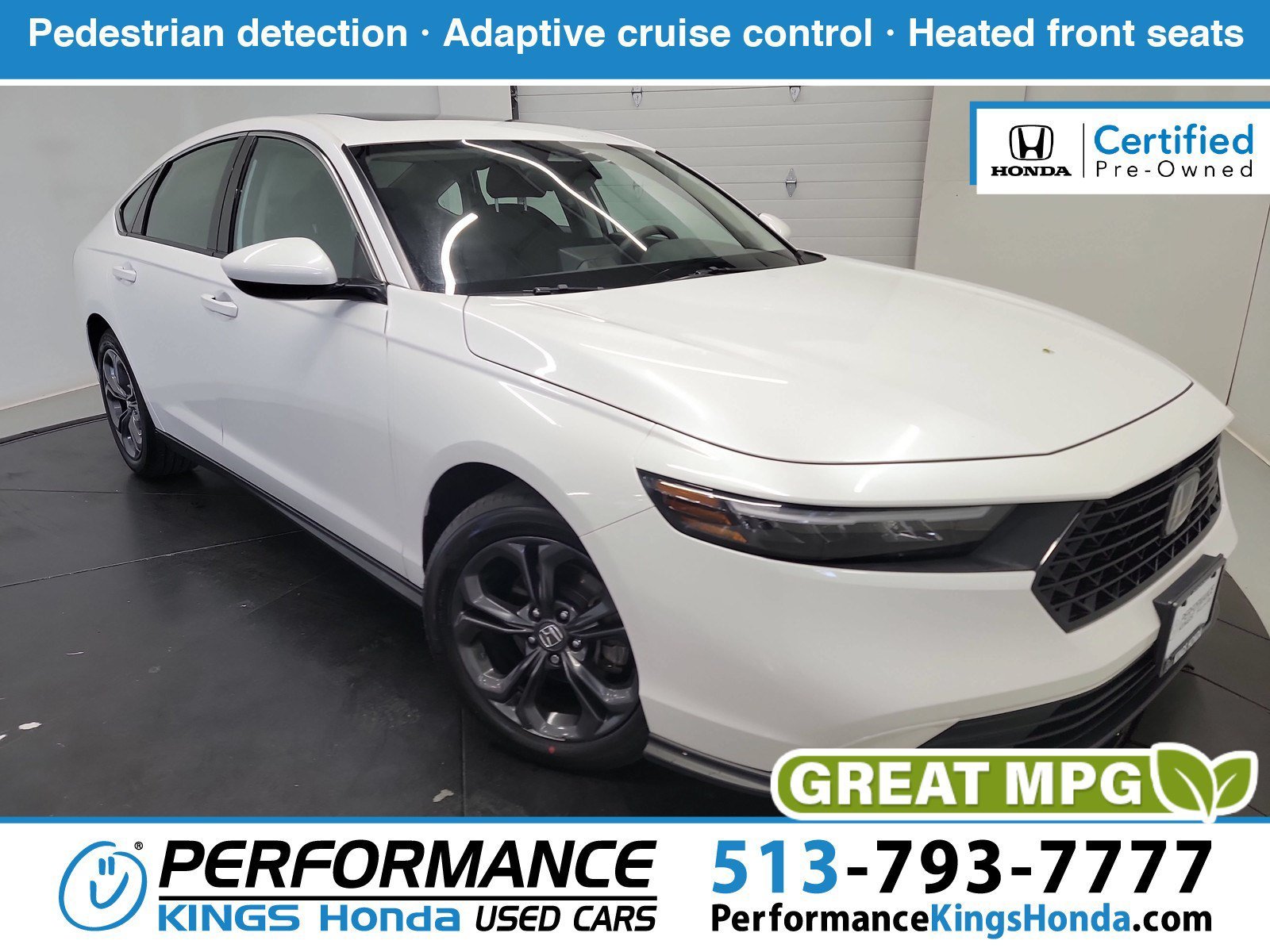 Certified Used 2023 Platinum White Pearl Honda 1.5T EX image 1
