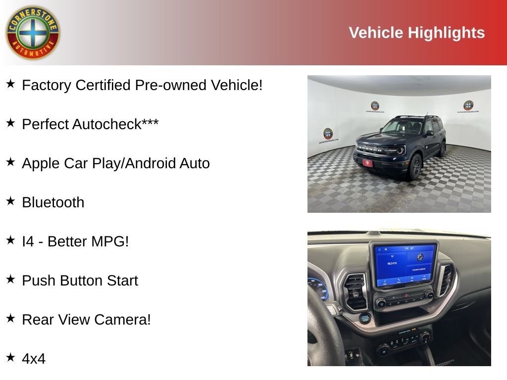 Certified 2022 Ford Bronco Sport Big Bend with VIN 3FMCR9B68NRE36929 for sale in Elk River, Minnesota