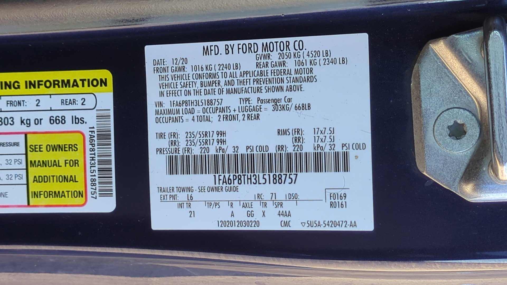 Used 2020 Kona Blue Metallic Ford EcoBoost image 32