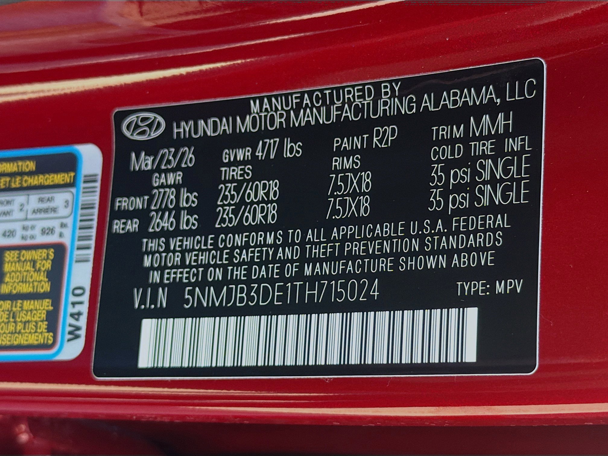New 2026 Ultimate Red Hyundai SEL FWD image 50