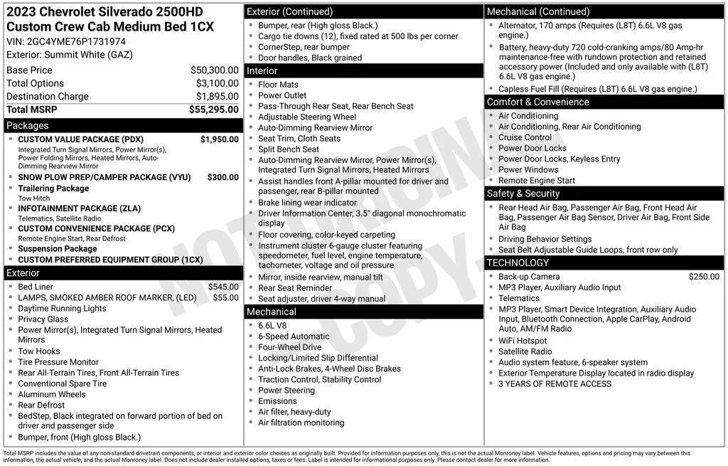 Used 2023 White Chevrolet Custom image 2