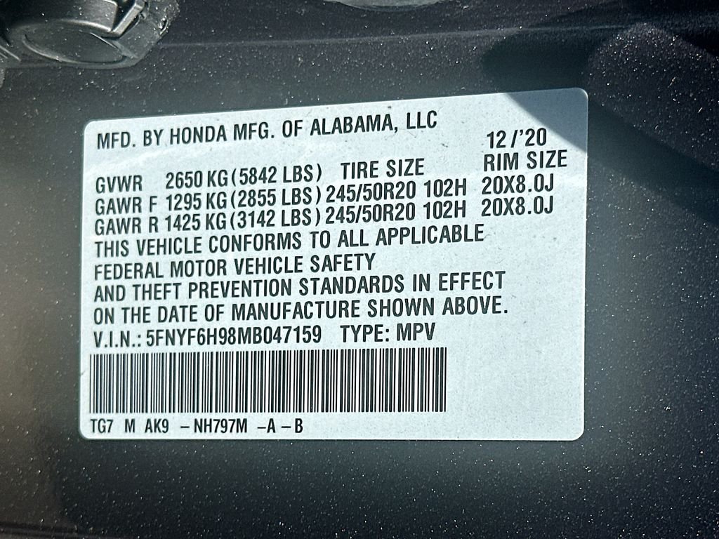 Used 2021 Gray Honda Touring 8-Passenger image 34