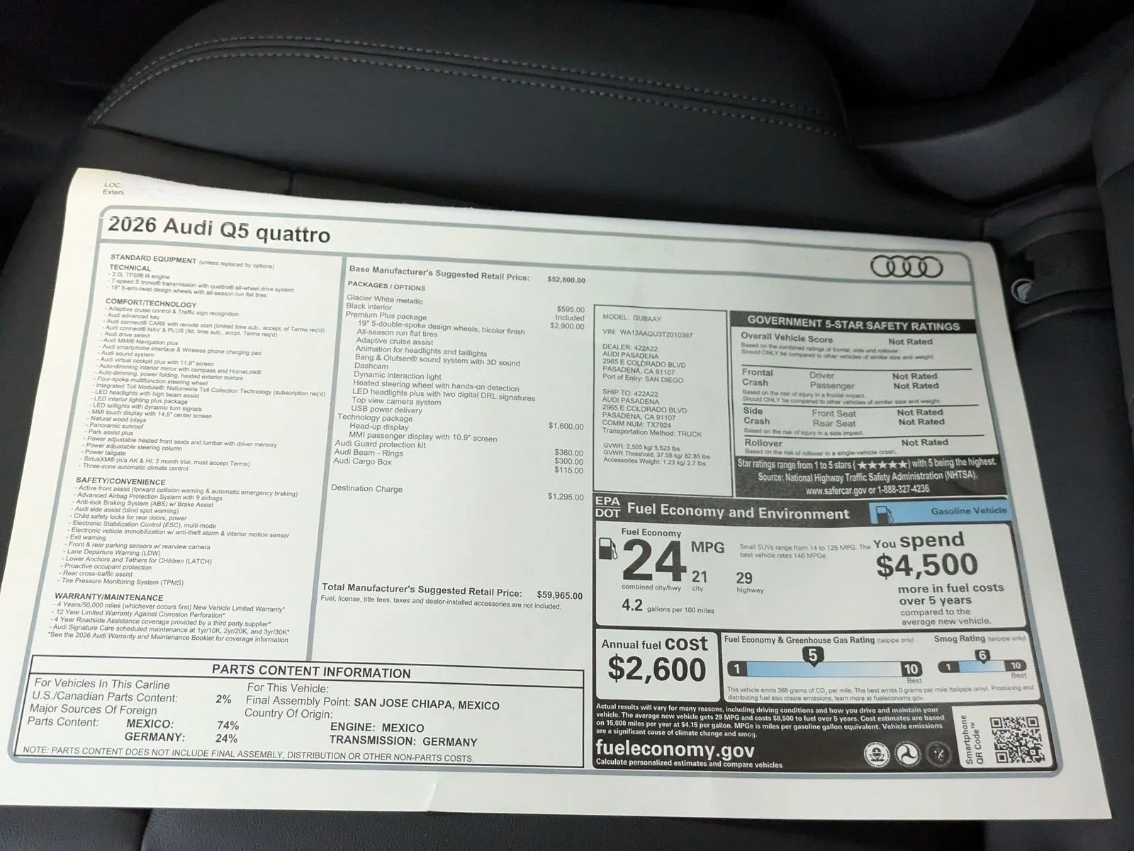 New 2026 White Audi 2.0T Premium Plus image 18