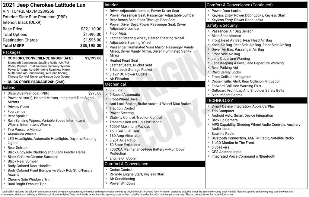 Certified Used 2021 Blue Jeep Latitude Lux image 38
