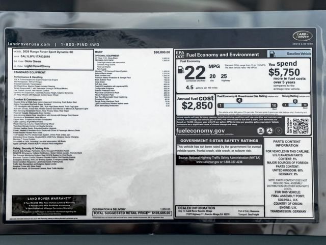New 2026 Giola Green Land Rover Dynamic SE image 32