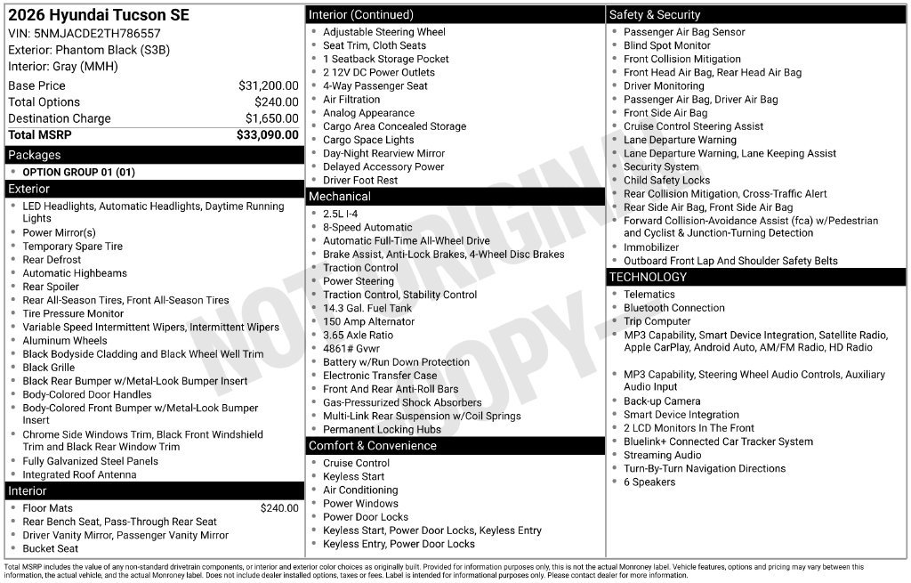 New 2026 Black Hyundai SE AWD image 33