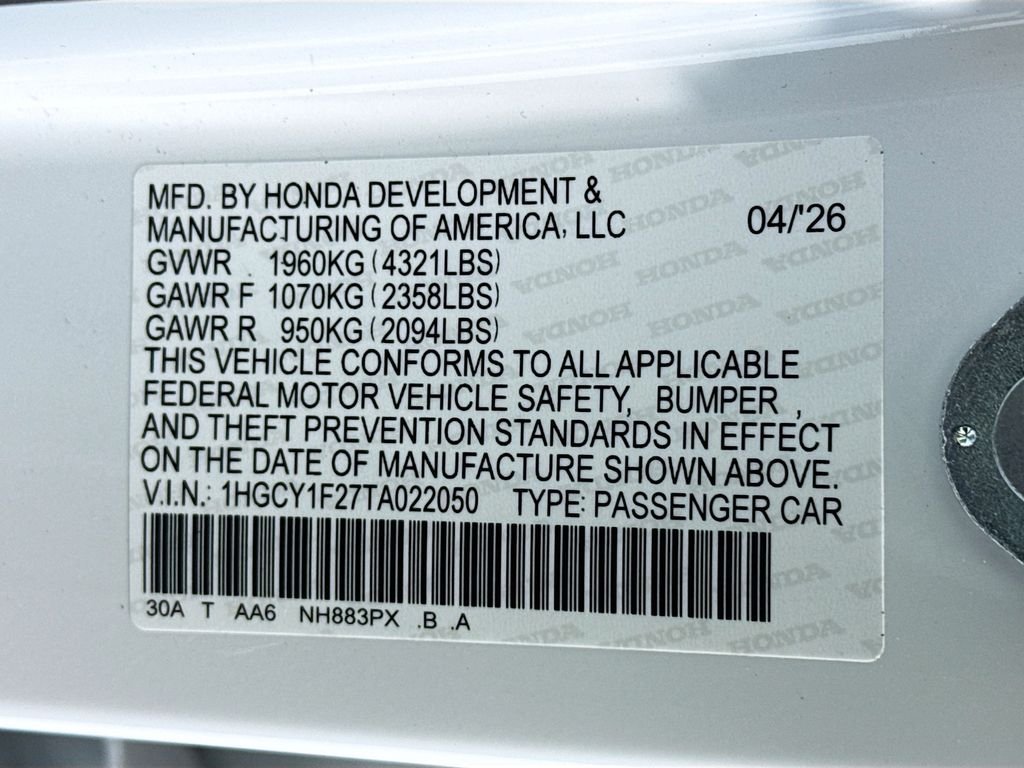 New 2026 Platinum White Pearl Honda LX image 33
