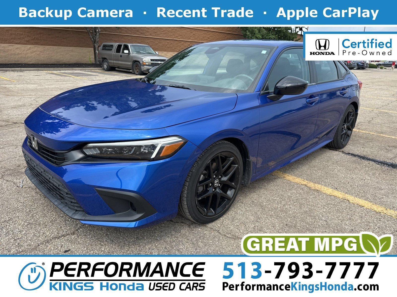 Certified Used 2023 Aegean Blue Metallic Honda Sport image 1