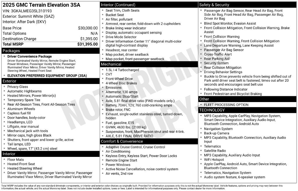 Used 2025 White GMC Elevation image 8