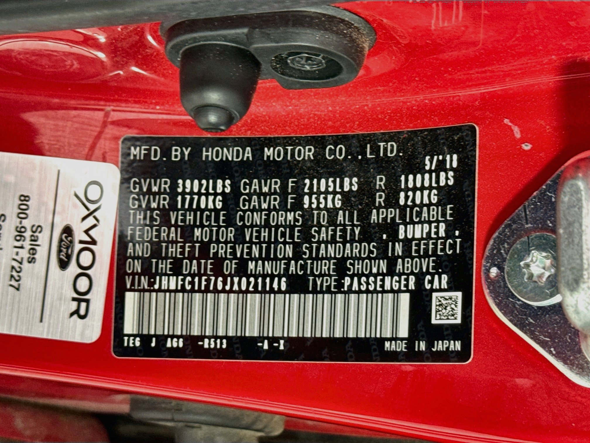 Used 2018 Rallye Red Honda EX-L image 32