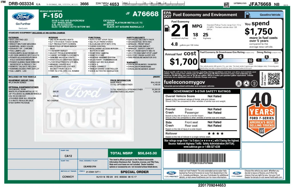Used 2018 White Platinum Clearcoat Metallic Ford Platinum image 20