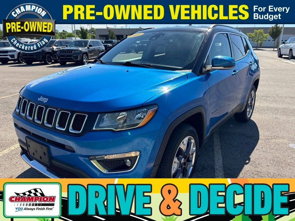 Used 2021 Laser Blue Jeep Limited image 1