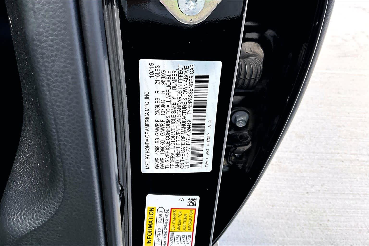 Used 2020 Crystal Black Pearl Honda EX image 32