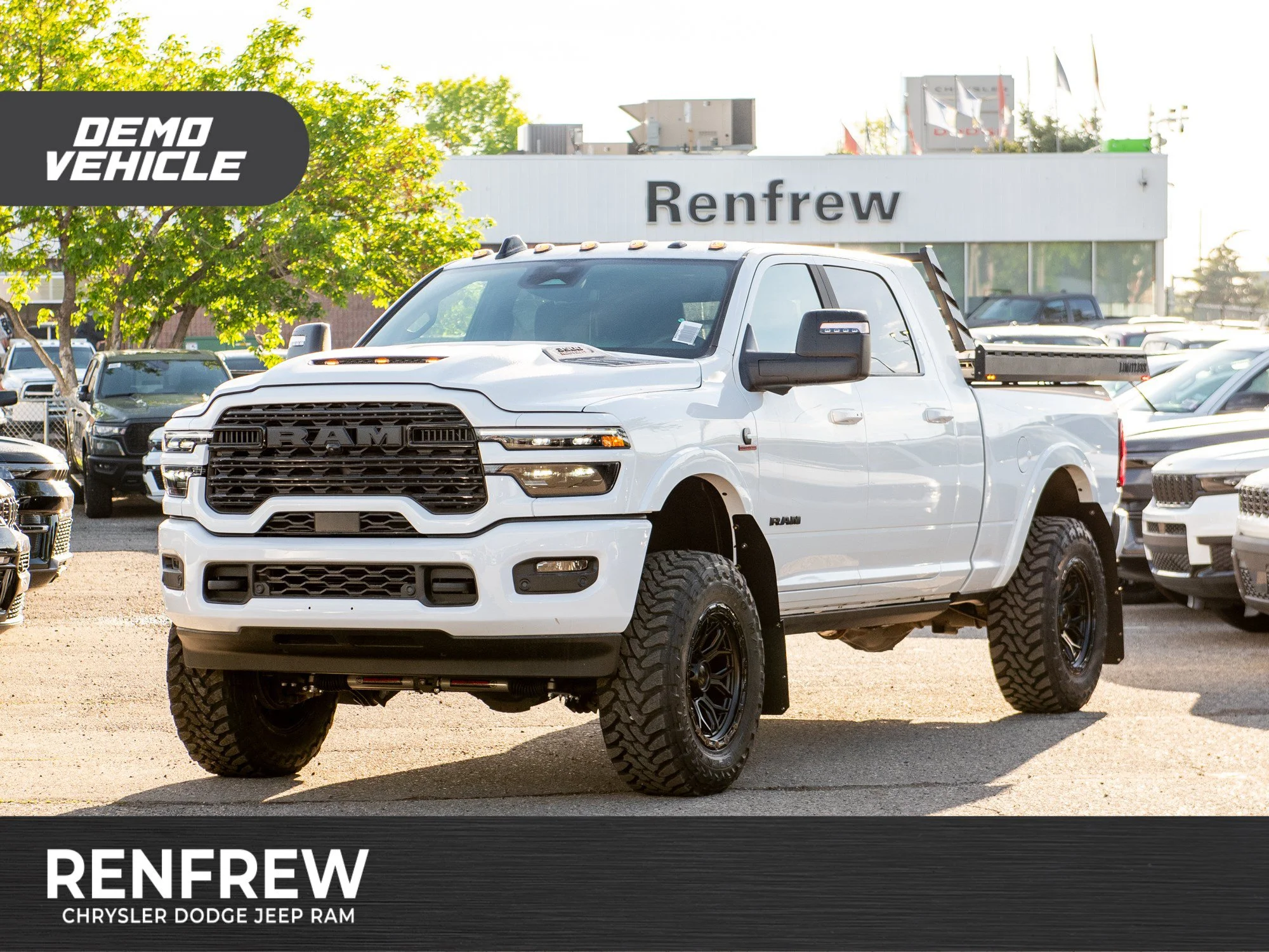 Used 2026 White RAM Limited* Mega Cab, 37 Inch Tires, 5 Inch Lift, Limitless Sled Deck image 1