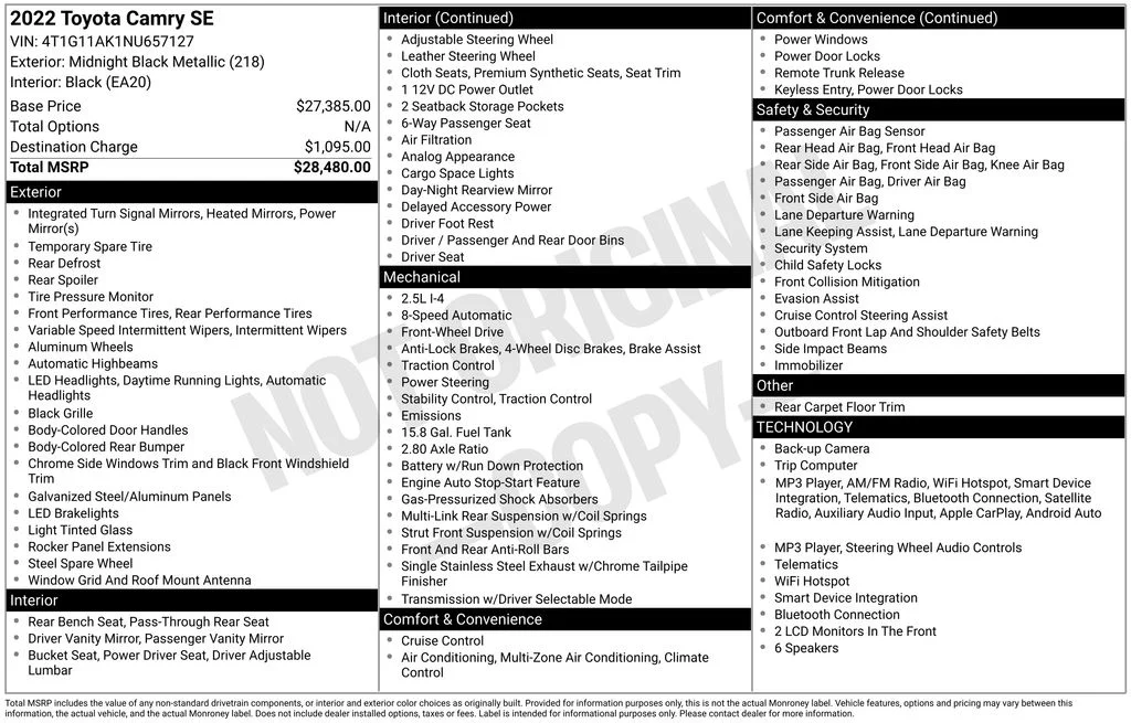 Used 2022 Black Toyota SE image 5