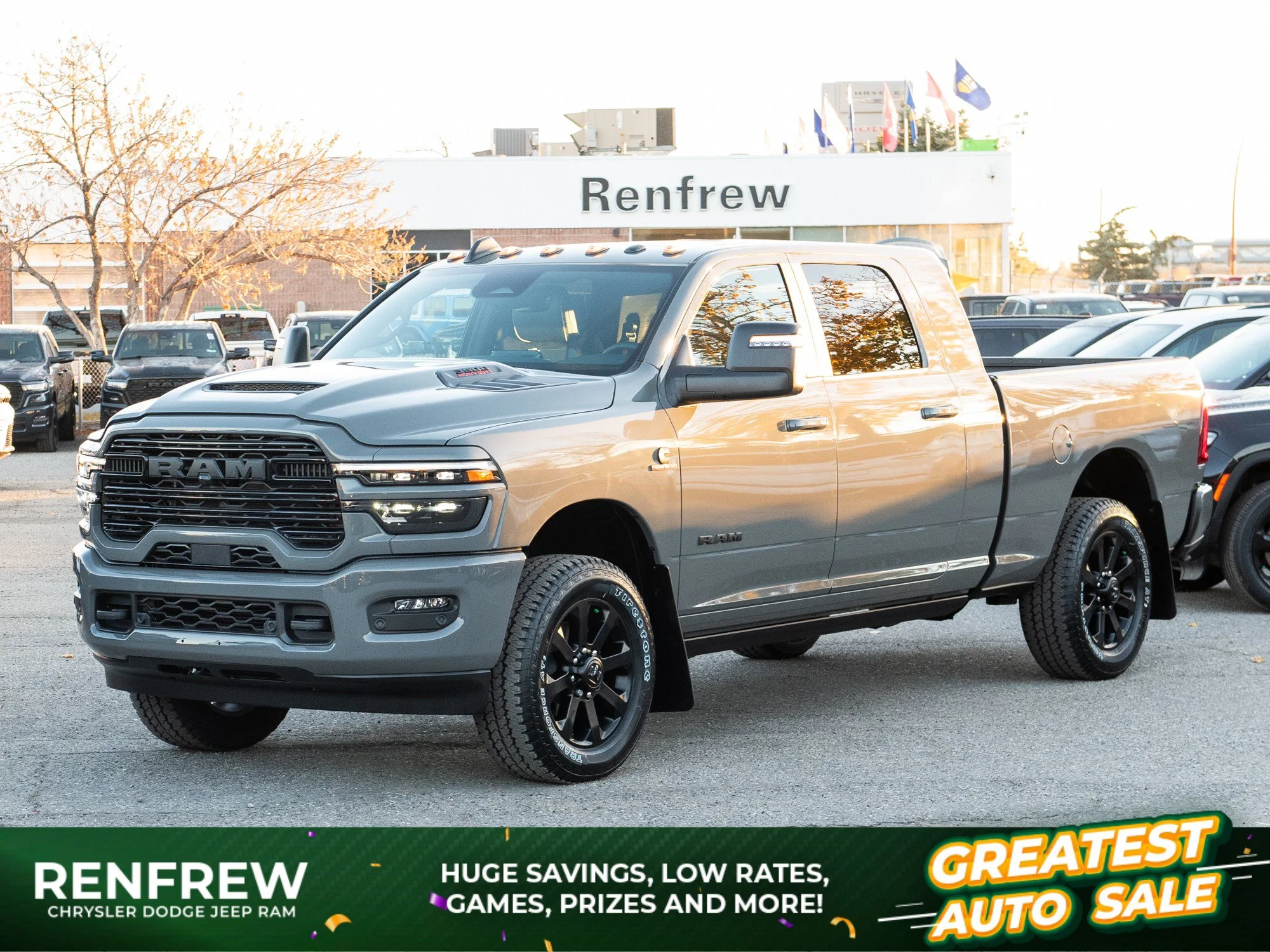 New 2027 Grey RAM Laramie Night* Mega Cab 4x4, Sunroof, Level 2 Equip Group, Harman/Kardon image 1