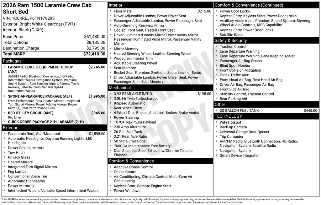 New 2026 Bright White Clear-Coat Exterior Paint RAM Laramie image 7