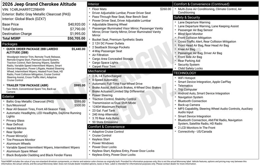New 2026 Baltic Gray Metallic Clearcoat Jeep Altitude image 6